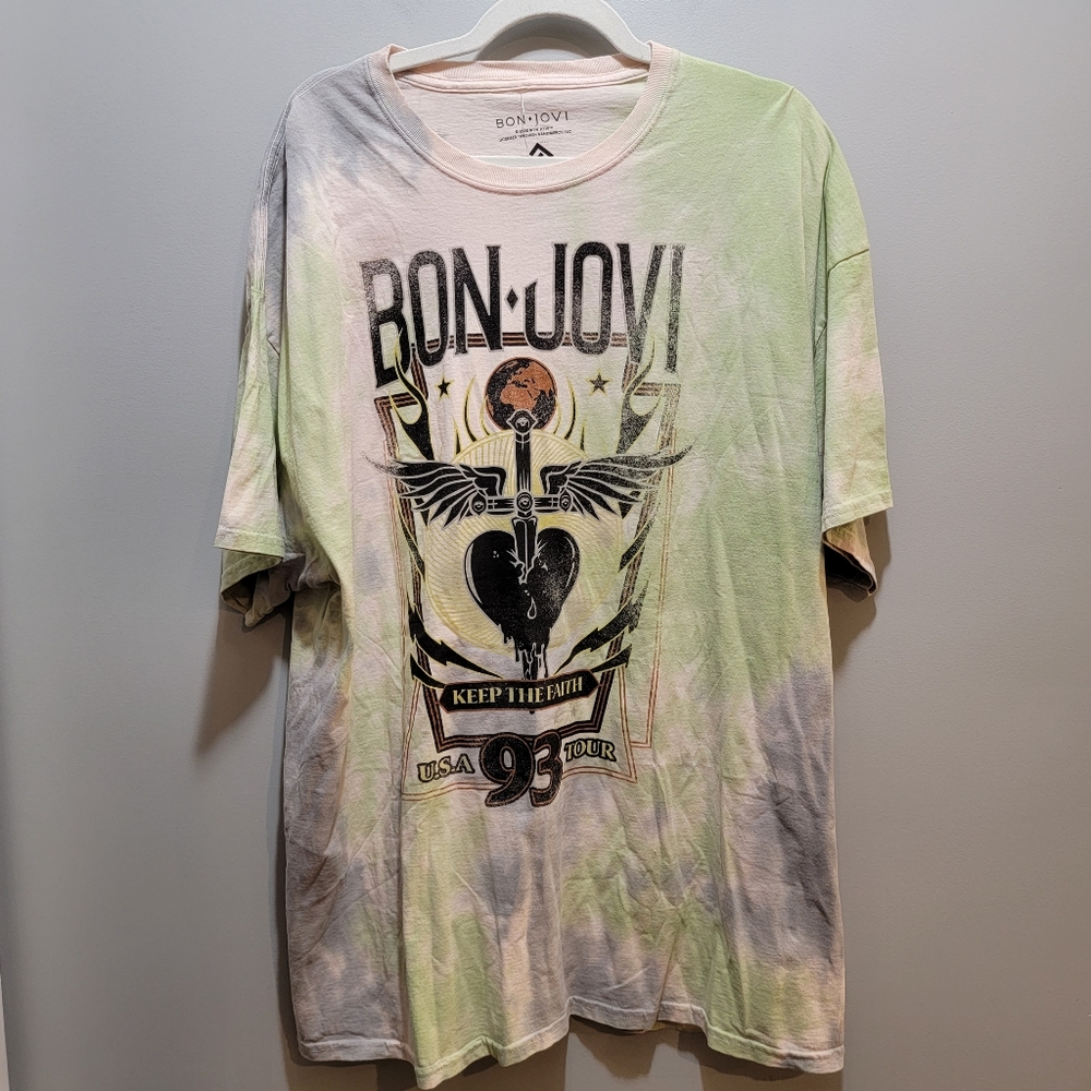 Bon Jovi "1993" Keep the Faith Tie Dye Graphic Tee Size 3X NWT! - Picture 3 of 8